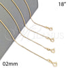Gargantilla Basica 04.58.0009.18 Oro Laminado, Pulido, Tono Dorado (02 MM Thickness, 18 Inches Length)