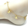 Tobillera de Dije 03.63.2189.10 Oro Laminado, Diseño de Estrella y Luna, Pulido, Tono Dorado (03 MM Thickness, 10 Inches Length)