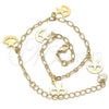 Tobillera de Dije 03.63.2189.10 Oro Laminado, Diseño de Estrella y Luna, Pulido, Tono Dorado (03 MM Thickness, 10 Inches Length)