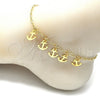 Tobillera de Dije 03.63.2192.10 Oro Laminado, Diseño de Ancla, Pulido, Tono Dorado (03 MM Thickness, 10 Inches Length)