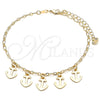 Tobillera de Dije 03.63.2192.10 Oro Laminado, Diseño de Ancla, Pulido, Tono Dorado (03 MM Thickness, 10 Inches Length)