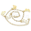 Tobillera de Dije 03.63.2193.10 Oro Laminado, Diseño de Mariposa, Pulido, Tono Dorado (03 MM Thickness, 10 Inches Length)