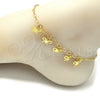 Tobillera de Dije 03.63.2195.10 Oro Laminado, Diseño de Mariposa, Diamantado, Tono Dorado (04 MM Thickness, 10 Inches Length)
