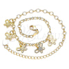Tobillera de Dije 03.63.2195.10 Oro Laminado, Diseño de Mariposa, Diamantado, Tono Dorado (04 MM Thickness, 10 Inches Length)