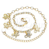 Tobillera de Dije 03.63.2195.10 Oro Laminado, Diseño de Mariposa, Diamantado, Tono Dorado (04 MM Thickness, 10 Inches Length)