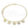 Tobillera de Dije 03.63.2195.10 Oro Laminado, Diseño de Mariposa, Diamantado, Tono Dorado (04 MM Thickness, 10 Inches Length)