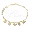 Tobillera de Dije 03.63.2195.10 Oro Laminado, Diseño de Mariposa, Diamantado, Tono Dorado (04 MM Thickness, 10 Inches Length)