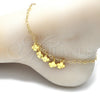 Tobillera de Dije 03.63.2199.10 Oro Laminado, Diseño de Trébol de Cuatro Hojas, Pulido, Tono Dorado (03 MM Thickness, 10 Inches Length)