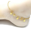 Tobillera de Dije 03.63.2208.10 Oro Laminado, Diseño de Estrella y Luna, Pulido, Tono Dorado (03 MM Thickness, 10 Inches Length)