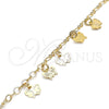 Tobillera de Dije 03.63.2210.10 Oro Laminado, Diseño de Mariposa, Pulido, Tono Dorado (04 MM Thickness, 10 Inches Length)