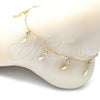 Tobillera de Dije 03.213.0113.10 Oro Laminado, Diseño de Oja y Cascavel, con Blanca Cristal, Pulido, Tono Dorado (01 MM Thickness, 10 Inches Length)