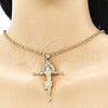 Dije Religioso 05.213.0094 Oro Laminado, Diseño de Jesus, con Blanca Cristal, Pulido, Tono Dorado