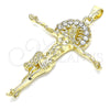 Dije Religioso 05.213.0094 Oro Laminado, Diseño de Jesus, con Blanca Cristal, Pulido, Tono Dorado