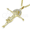 Dije Religioso 05.213.0094 Oro Laminado, Diseño de Jesus, con Blanca Cristal, Pulido, Tono Dorado