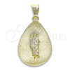 Dije Religioso 05.213.0099 Oro Laminado, Diseño de San Judas, Pulido, Tono Dorado