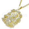 Dije Religioso 05.213.0101 Oro Laminado, Diseño de Sagrado Corazon de Maria y Flor, Pulido, Tono Dorado