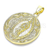 Dije Religioso 05.213.0102 Oro Laminado, Diseño de Guadalupe, Pulido, Tono Dorado
