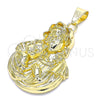 Dije Religioso 05.213.0103 Oro Laminado, Diseño de Caridad del Cobre, Pulido, Tono Dorado
