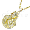 Dije Religioso 05.213.0103 Oro Laminado, Diseño de Caridad del Cobre, Pulido, Tono Dorado