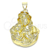 Dije Religioso 05.213.0103 Oro Laminado, Diseño de Caridad del Cobre, Pulido, Tono Dorado