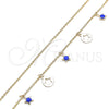 Tobillera de Dije 03.213.0125.10 Oro Laminado, Diseño de Estrella, Esmaltado Azul, Tono Dorado (02 MM Thickness, 10 Inches Length)