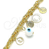 Pulsera de Dije 03.331.0133.08 Oro Laminado, Diseño de Ojo Griego, Pulido, Tono Dorado (06 MM Thickness, 8 Inches Length)