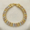 Pulsera Elegante 03.331.0134.08 Oro Laminado, Pulido, Tres Tonos (10 MM Thickness, 8 Inches Length)