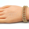 Pulsera Elegante 03.331.0136.09 Oro Laminado, Pulido, Tono Dorado (12 MM Thickness, 9 Inches Length)