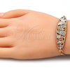 Pulsera Elegante 03.380.0046.08 Oro Laminado, Diseño de Mariposa, con Blanca Cristal, Pulido, Tres Tonos (05 MM Thickness, 8 Inches Length)