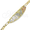 Pulsera Elegante 03.380.0046.08 Oro Laminado, Diseño de Mariposa, con Blanca Cristal, Pulido, Tres Tonos (05 MM Thickness, 8 Inches Length)