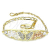Pulsera Elegante 03.380.0046.08 Oro Laminado, Diseño de Mariposa, con Blanca Cristal, Pulido, Tres Tonos (05 MM Thickness, 8 Inches Length)