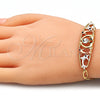 Pulsera Elegante 03.380.0048.08 Oro Laminado, Diseño de Delfín, con Blanca and Negro Cristal, Pulido, Tres Tonos (04 MM Thickness, 8 Inches Length)
