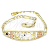 Pulsera Elegante 03.380.0049.08 Oro Laminado, Diseño de Elefante y Búho, con Blanca and Negro Cristal, Pulido, Tres Tonos (05 MM Thickness, 8 Inches Length)