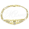 Pulsera Elegante 03.380.0050.08 Oro Laminado, Diseño de Búho y Corazón, con Blanca and Negro Cristal, Pulido, Tono Dorado (05 MM Thickness, 8 Inches Length)