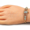 Pulsera Elegante 03.380.0051.08 Oro Laminado, Diseño de Tortuga y Corazón, con Blanca and Negro Cristal, Pulido, Tono Dorado (04 MM Thickness, 8 Inches Length)