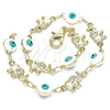 Pulsera Elegante 03.351.0107.3.07 Oro Laminado, Diseño de Ojo Griego y Elefante, Esmaltado Blanco, Tono Dorado (06 MM Thickness, 7 Inches Length)