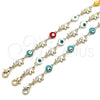 Pulsera Elegante 03.351.0107.3.07 Oro Laminado, Diseño de Ojo Griego y Elefante, Esmaltado Blanco, Tono Dorado (06 MM Thickness, 7 Inches Length)