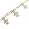 Pulsera de Dije 03.351.0111.07 Oro Laminado, Diseño de Angel, Pulido, Tres Tonos (04 MM Thickness, 7 Inches Length)