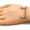 Pulsera de Dije 03.351.0116.07 Oro Laminado, Diseño de Luna y Estrella, Pulido, Tres Tonos (05 MM Thickness, 7 Inches Length)