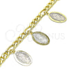 Pulsera de Dije 03.351.0119.08 Oro Laminado, Diseño de Guadalupe, Pulido, Tres Tonos (05 MM Thickness, 8 Inches Length)