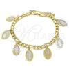 Pulsera de Dije 03.351.0119.08 Oro Laminado, Diseño de Guadalupe, Pulido, Tres Tonos (05 MM Thickness, 8 Inches Length)