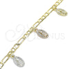 Pulsera de Dije 03.351.0120.08 Oro Laminado, Diseño de Guadalupe, Pulido, Tres Tonos (04 MM Thickness, 8 Inches Length)