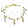 Pulsera de Dije 03.351.0120.08 Oro Laminado, Diseño de Guadalupe, Pulido, Tres Tonos (04 MM Thickness, 8 Inches Length)