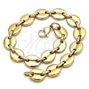 Tobillera Básica 04.116.0062.10 Acero Inoxidable, Diseño de Puff Mariner, Pulido, Tono Dorado (11 MM Thickness, 10 Inches Length)