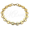 Tobillera Básica 04.116.0062.10 Acero Inoxidable, Diseño de Puff Mariner, Pulido, Tono Dorado (11 MM Thickness, 10 Inches Length)