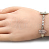 Pulsera Elegante 03.380.0074.08 Oro Laminado, Diseño de Guadalupe, Pulido, Tres Tonos (04 MM Thickness, 8 Inches Length)