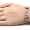 Pulsera Elegante 03.380.0075.08 Oro Laminado, Diseño de Mariposa, Pulido, Tres Tonos (04 MM Thickness, 8 Inches Length)