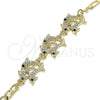 Pulsera Elegante 03.380.0088.08 Oro Laminado, Diseño de Delfín, con Blanca and Negro Cristal, Pulido, Tono Dorado (04 MM Thickness, 8 Inches Length)