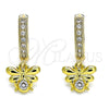 Argolla Huggie 02.368.0005.15 Oro Laminado, Diseño de Abeja, con Blanca Zirconia Cubica and Blanca Micro Pave, Pulido, Tono Dorado