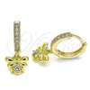 Argolla Huggie 02.368.0005.15 Oro Laminado, Diseño de Abeja, con Blanca Zirconia Cubica and Blanca Micro Pave, Pulido, Tono Dorado